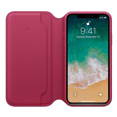 Чехол Apple Leather Folio для Apple iPhone X Лесная ягода в Билайн