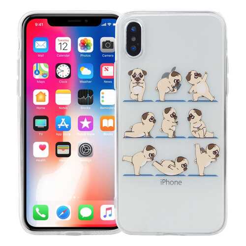 Чехол KAWAI для iPhone X/XS Мопсы йоги в Билайн