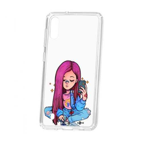 Чехол Kruche Samsung Galaxy M10 Print Pink Hair в Билайн