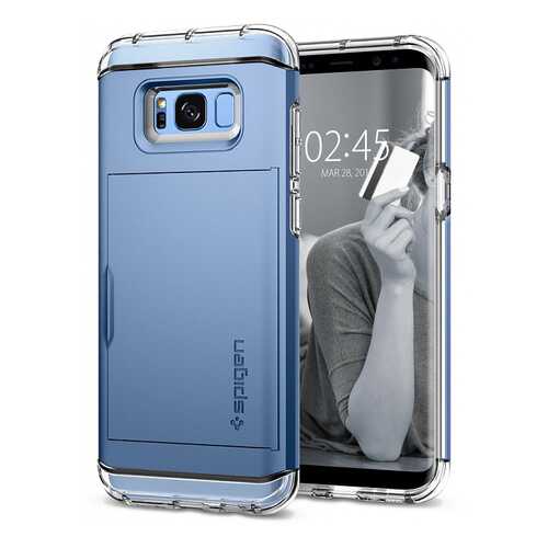 Чехол-визитница Spigen Crystal Wallet (571CS21118) для Samsung Galaxy S8 Plus (Coral Blue) в Билайн