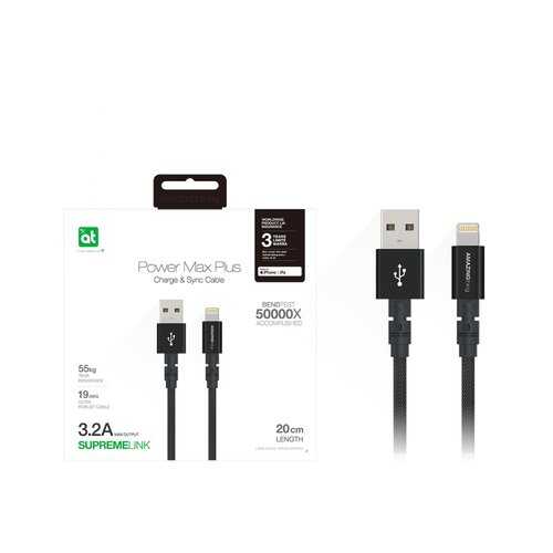 Кабель Amazingthing SupremeLink MFi Power Max Plus USB-iP Black 0.2m 3.2A в Билайн