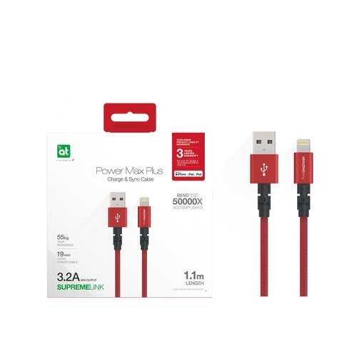 Кабель Amazingthing SupremeLink MFi Power Max Plus USB-iP Wine Red 1.1m 3.2A в Билайн