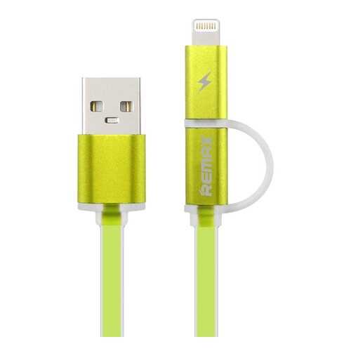 Кабель REMAX Aurora 2 в 1 (micro USB + iPhone Lightning) 1m, Green в Билайн